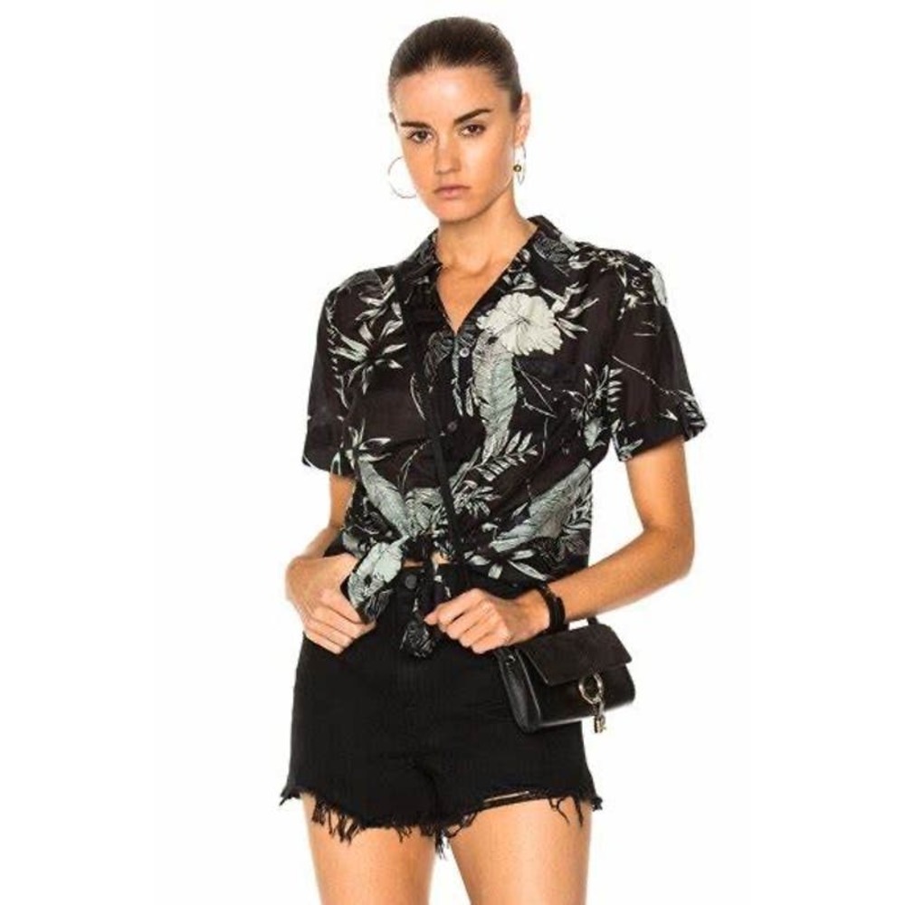 Equipment Black Floral Blouse
